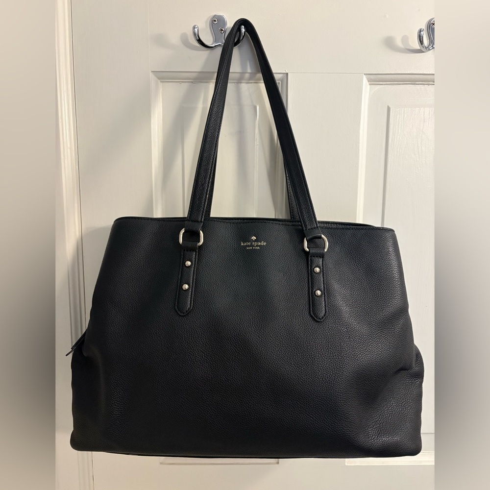 Kate Spade Larchmont Avenue Large Evangelie Black Leather Tote